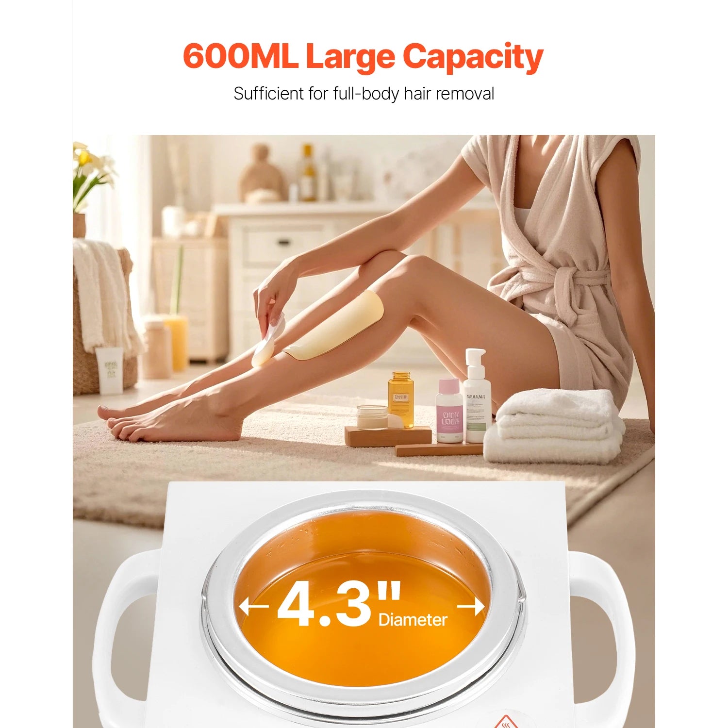 600ml Wax Warmer for Hair Removal with Adjustable Temperature Control