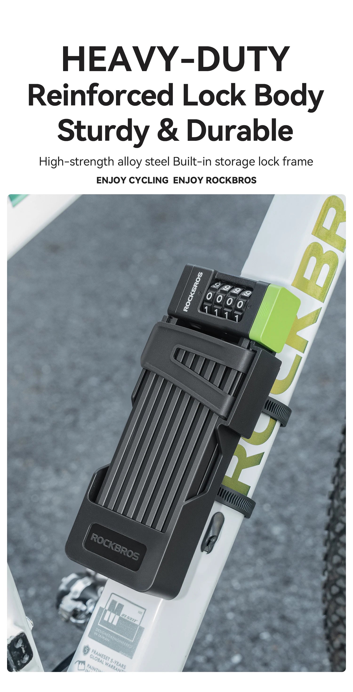 Folding Bike Combination Lock with Alloy Steel Body