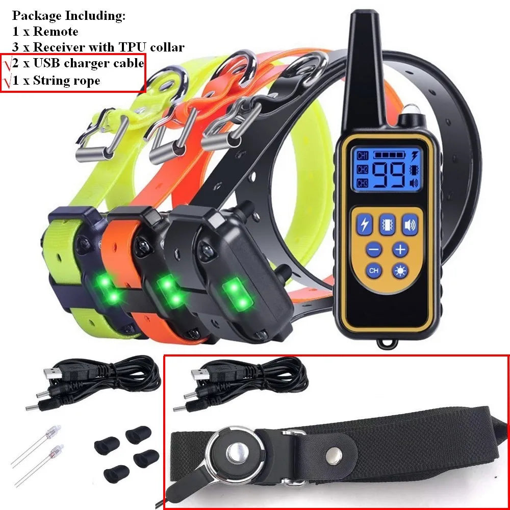 Rechargeable Remote Dog Training Collar for Up to 3 Dogs