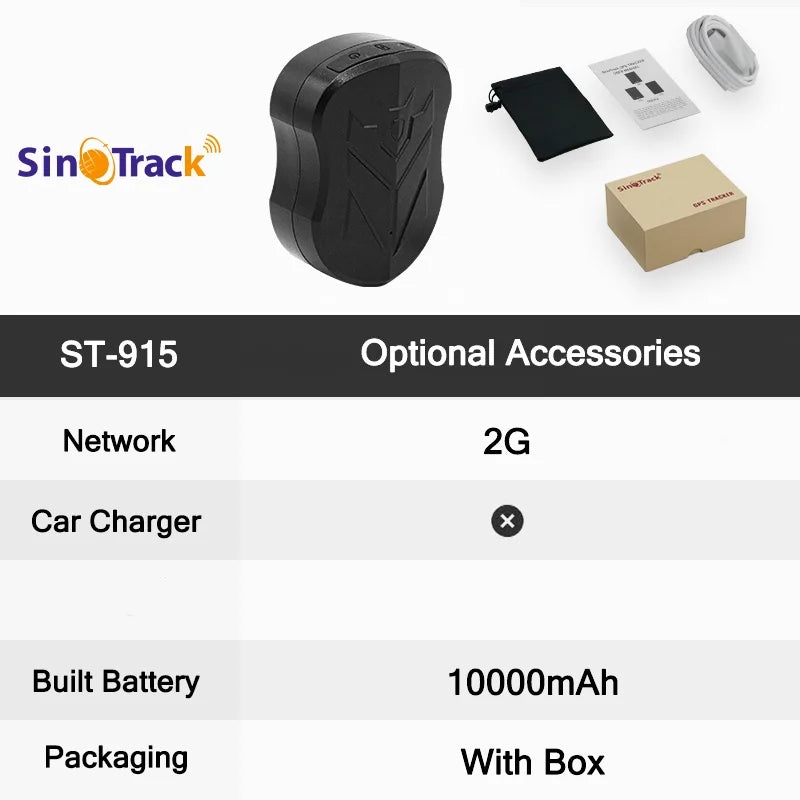 SinoTrack magnet 4G vodotesný GPS tracker ST-905/ST-915 Locator vozidla dlhá výdrž 10000mAh batéria s bezplatnou aplikáciou