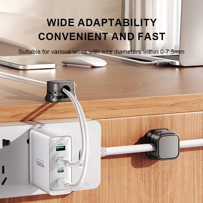 SEAMETAL 10Pcs Charging Cable Holder Self-Adhesive Magnetic Car Wire Organizers Smooth USB Cord Holder Universal for Car/Office