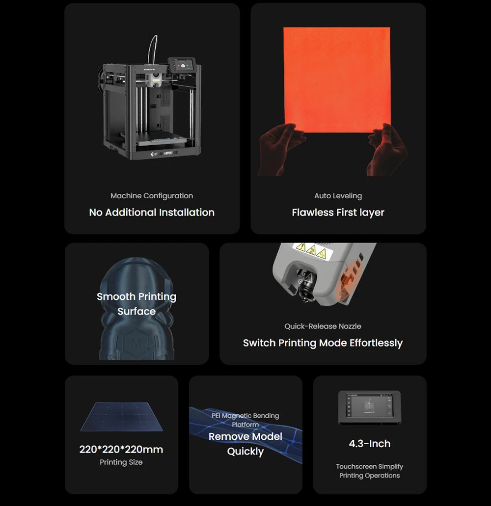 Flashforge Adventurer 5M 3D Printer High-Speed Auto-Leveling