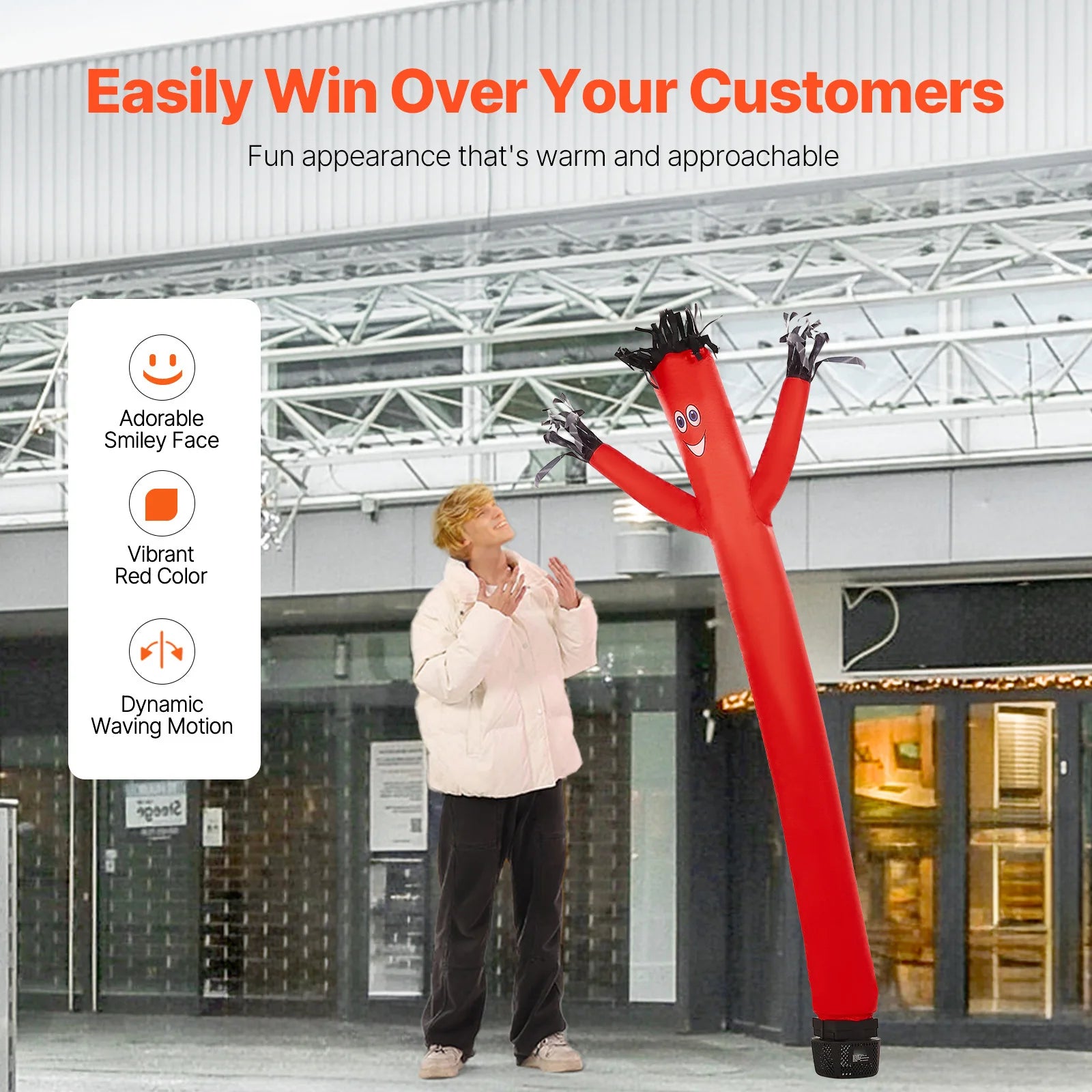 SucceBuy Inflatable Tube Man Set 6/20ft Tall with 1/15 / 1 HP Blower PP Shell IPX3 Waterproof Blower Fan for Outdoor Advertising