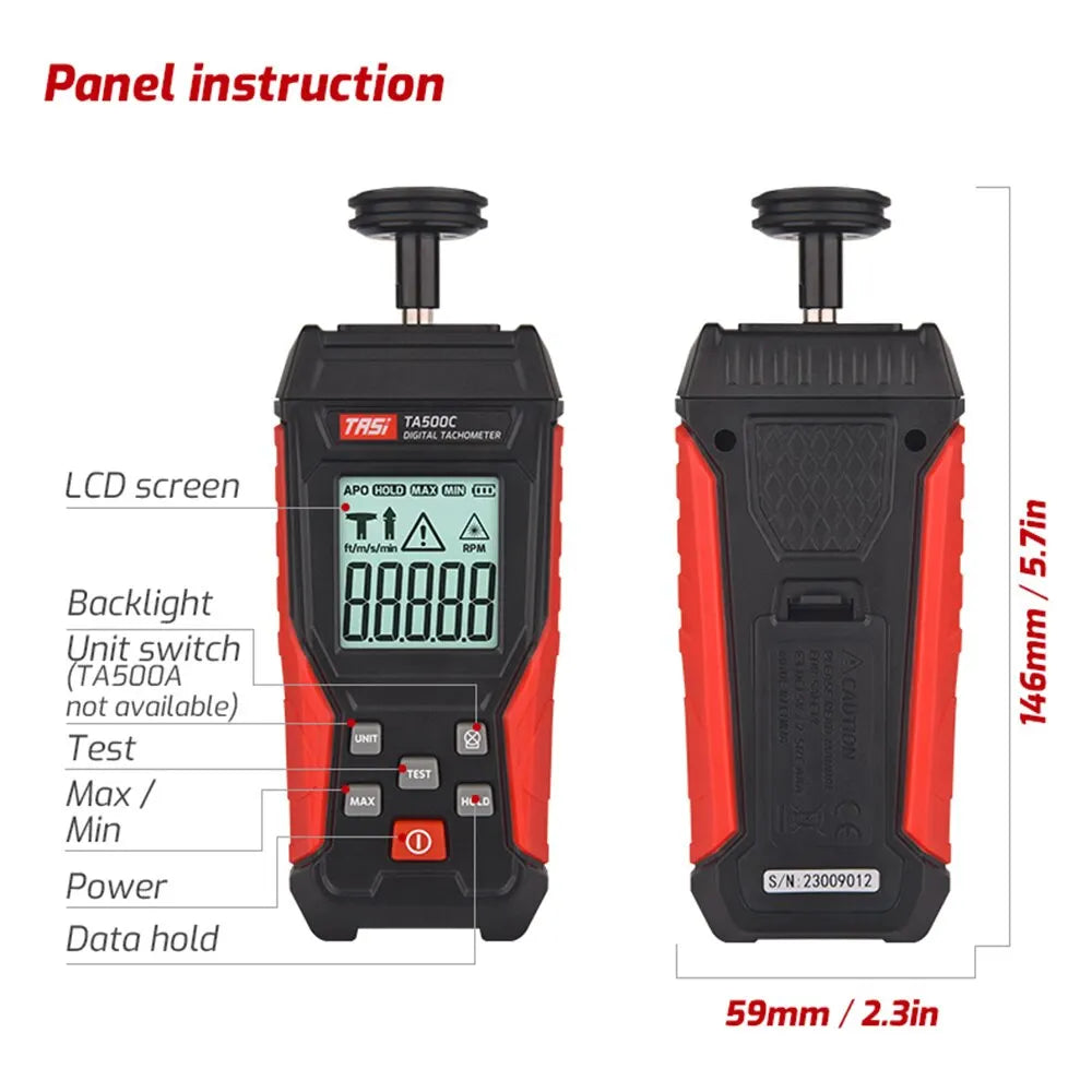 TA500A/B/C Digital Tachometer, Contact & Optical Options