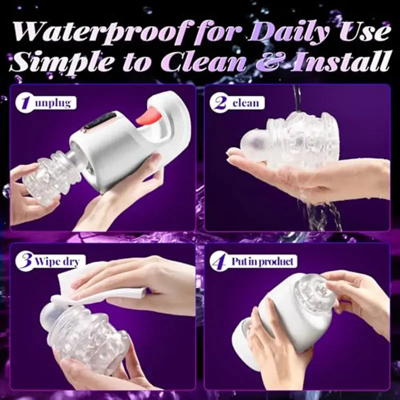 Мастурбатор для чоловіків із язиковим лизанням, режимами руху вперед-назад і лизанням