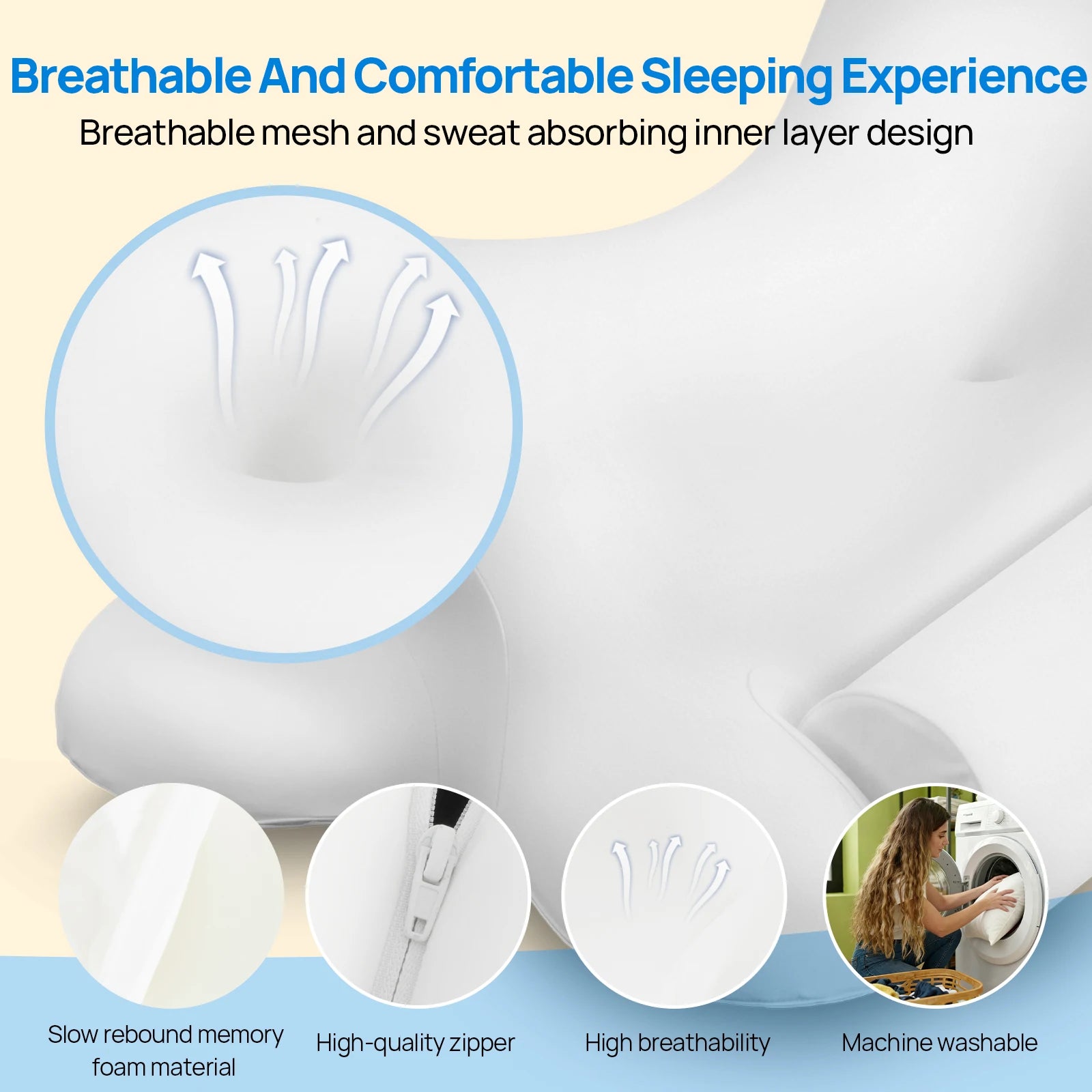 Ergonomic Memory Foam Cervical Neck Pillow with Cooling Cover