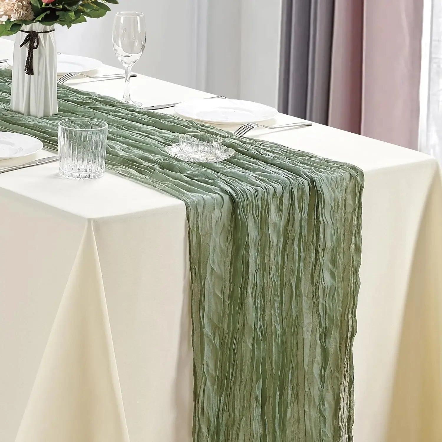 Boho Cheesecloth Table Runner – Semi‑Sheer Gauze Décor for Events