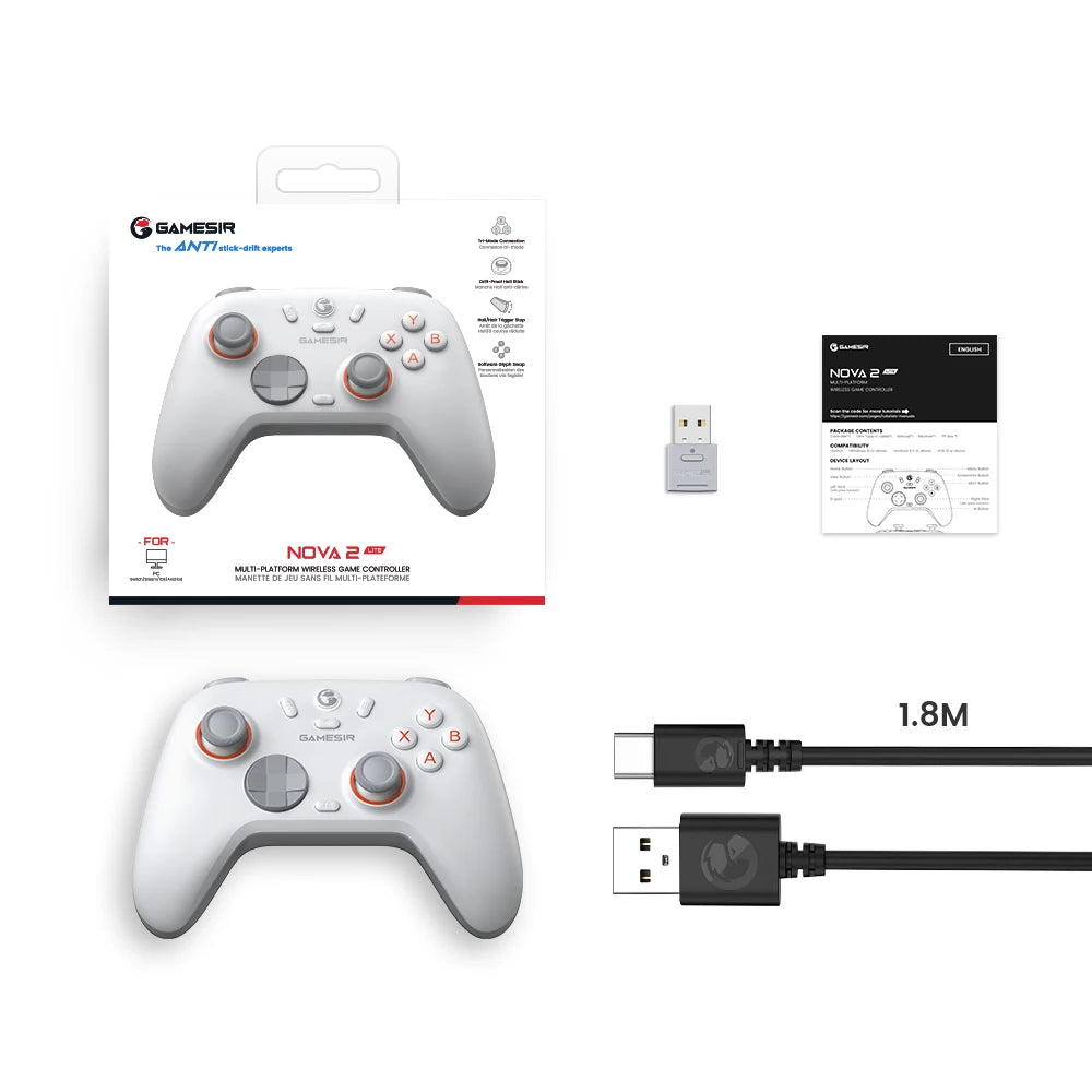 GameSir Nova Lite 2 Wireless Switch Controller, Hall Effect Gamepad for Nintendo Switch, PC, Steam, Android Phone, iPhone