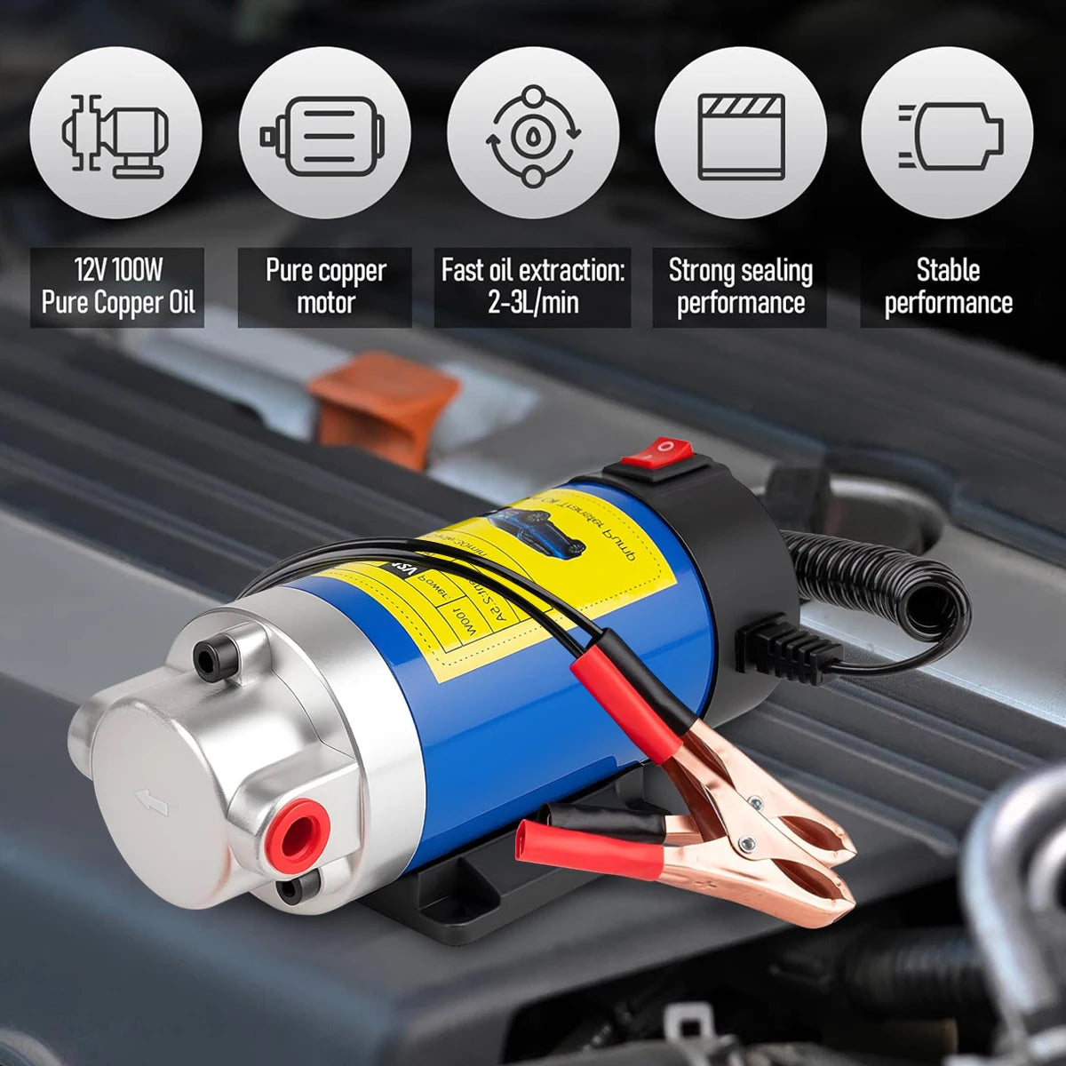 12V přenosná pumpa na vývěr oleje