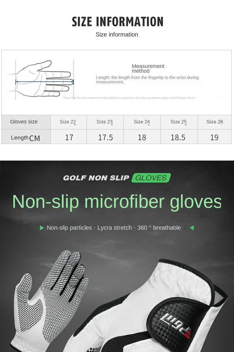 PGM Professional Golf Gloves Microfiber Cloth Fabric Breathable Non-Slip Gloves Club Swing Putting Training Gloves 