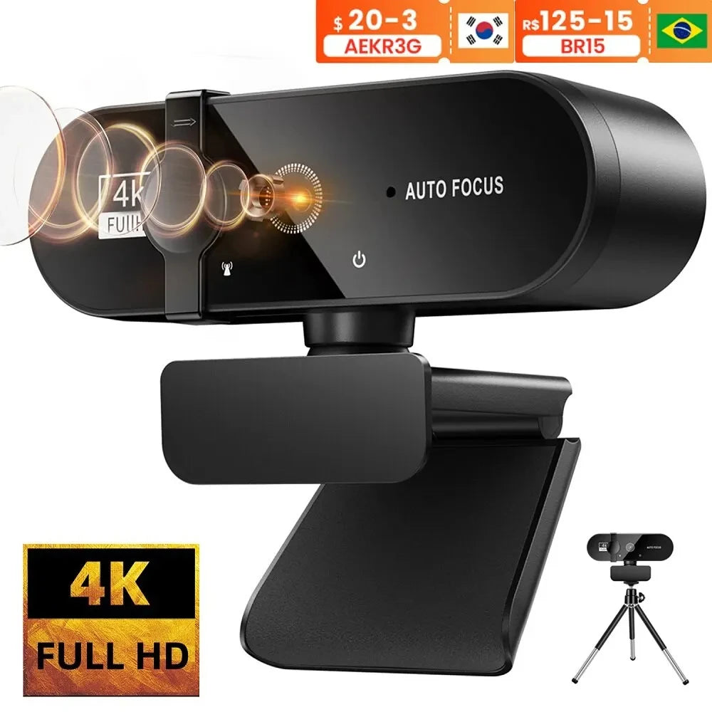 USB Autofocus Webcam with Microphone & Sliding Lens Cover