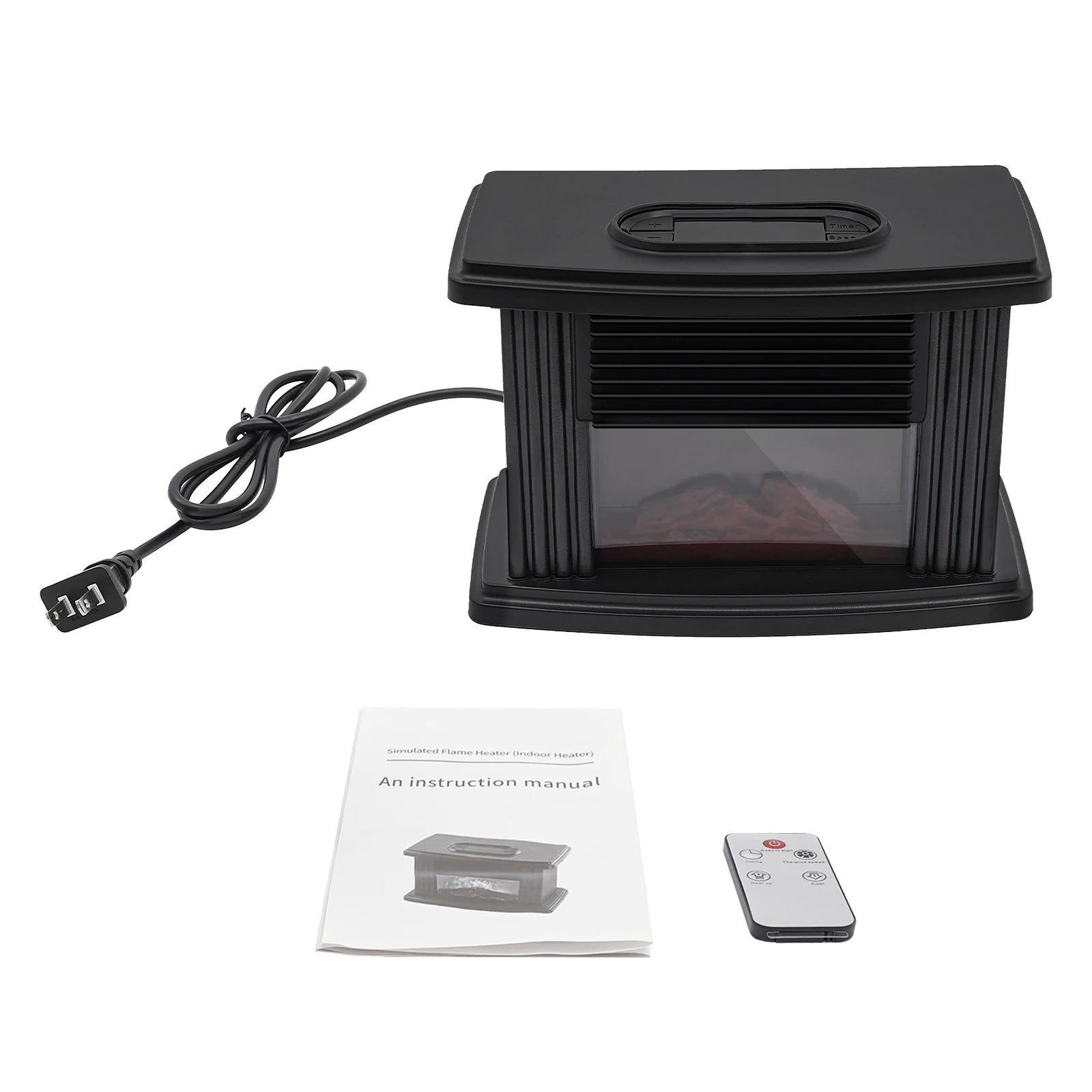 Portable Electric Fireplace Heater 1000W with 3 Speeds & Timer