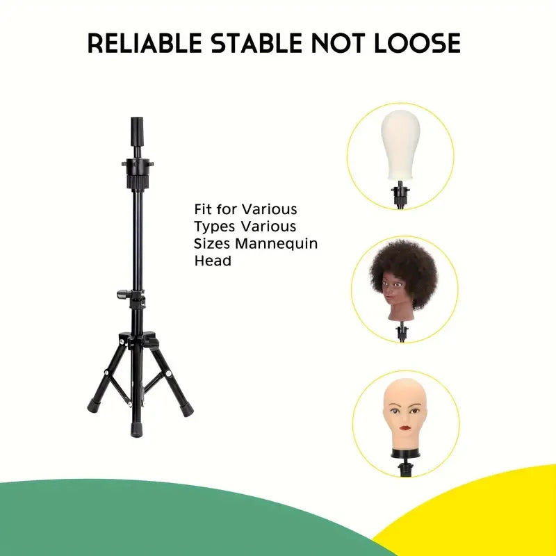 Adjustable Tripod Stand for Compatible Mannequin Heads