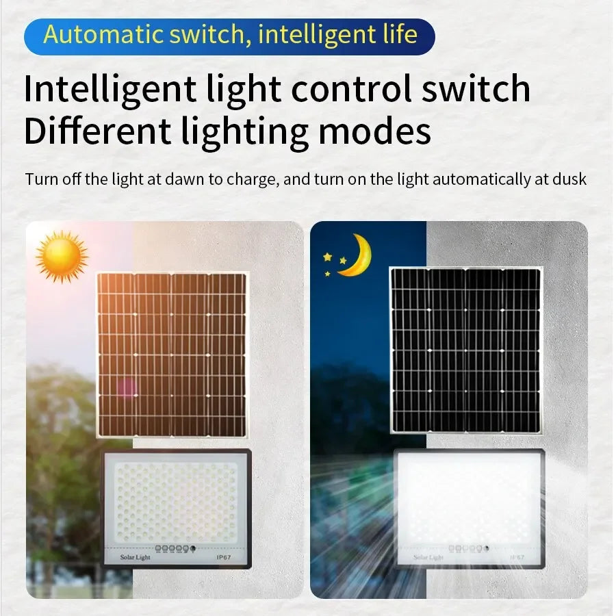 Foco LED solar IP67 con control remoto y temporizador
