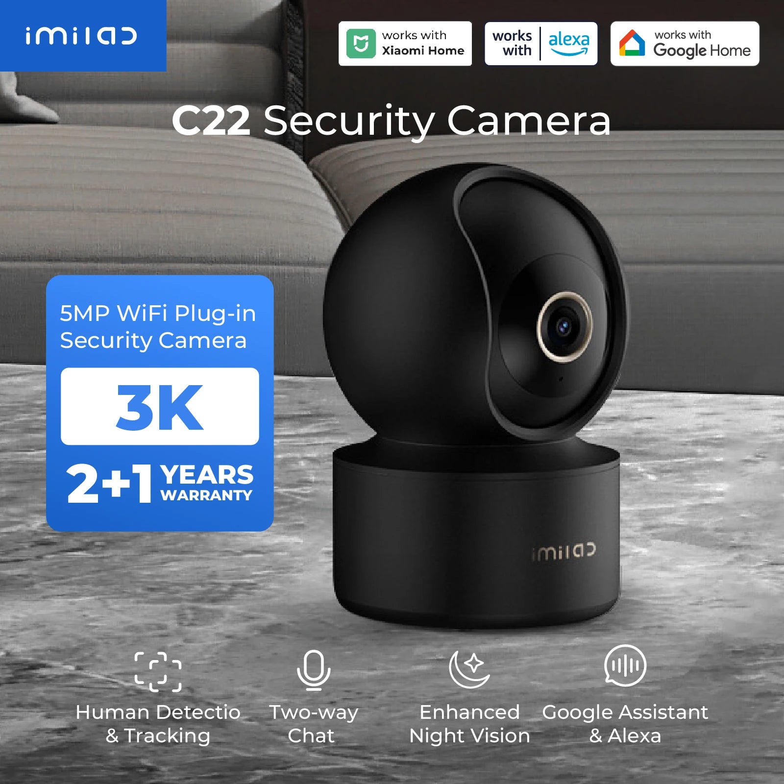 IMILAB C22 3K WiFi Indoor Security Camera with AI Detection