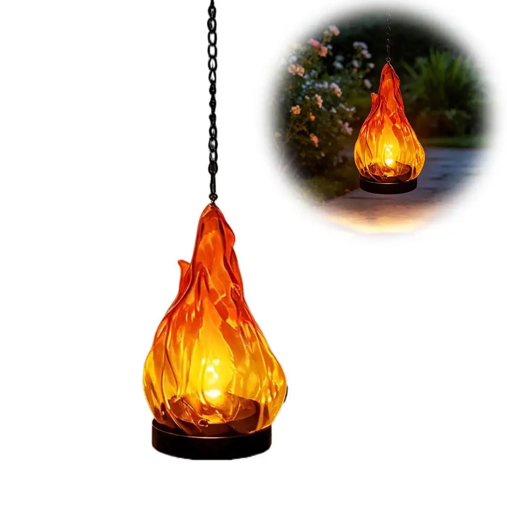 Flame-Effect Hanging LED Lantern with Chain
