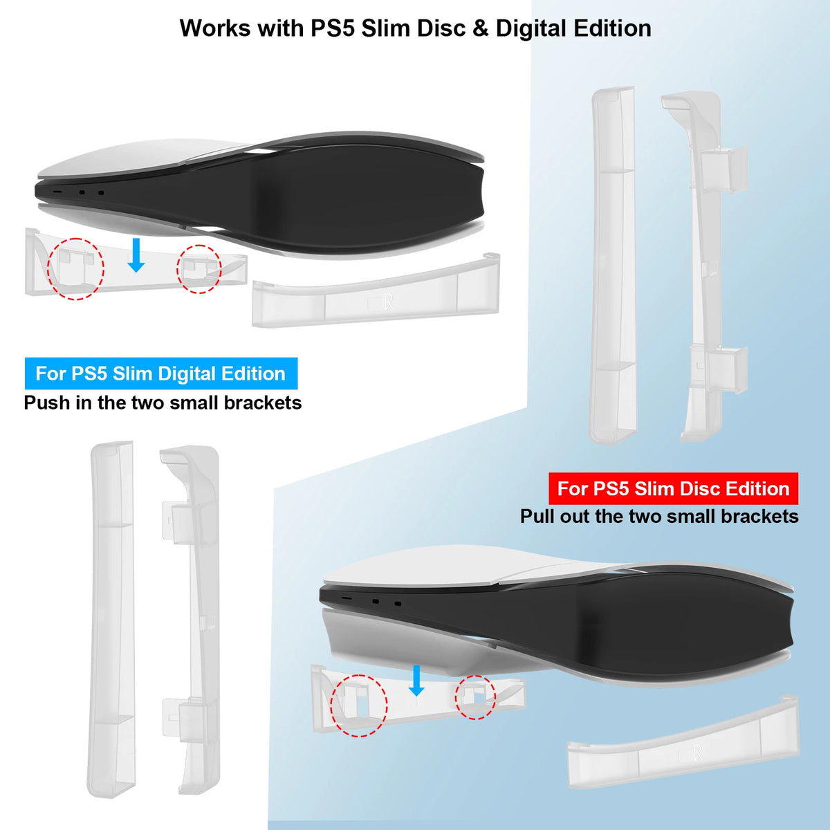 Držalo za PS5 Slim, vodoravno stojalo za prikaz konzole PS5 Slim, prozorno držalo za konzolo, dodatki