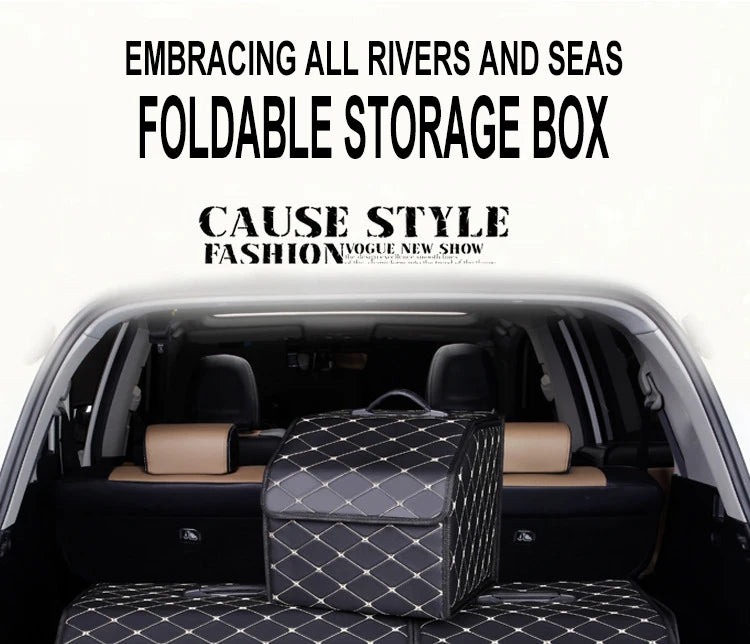 Car Trunk Organizer Box Large Capacity Auto Multiuse Tools Storage Bag Stowing Tidying Leather Folding For Emergency Storage Box