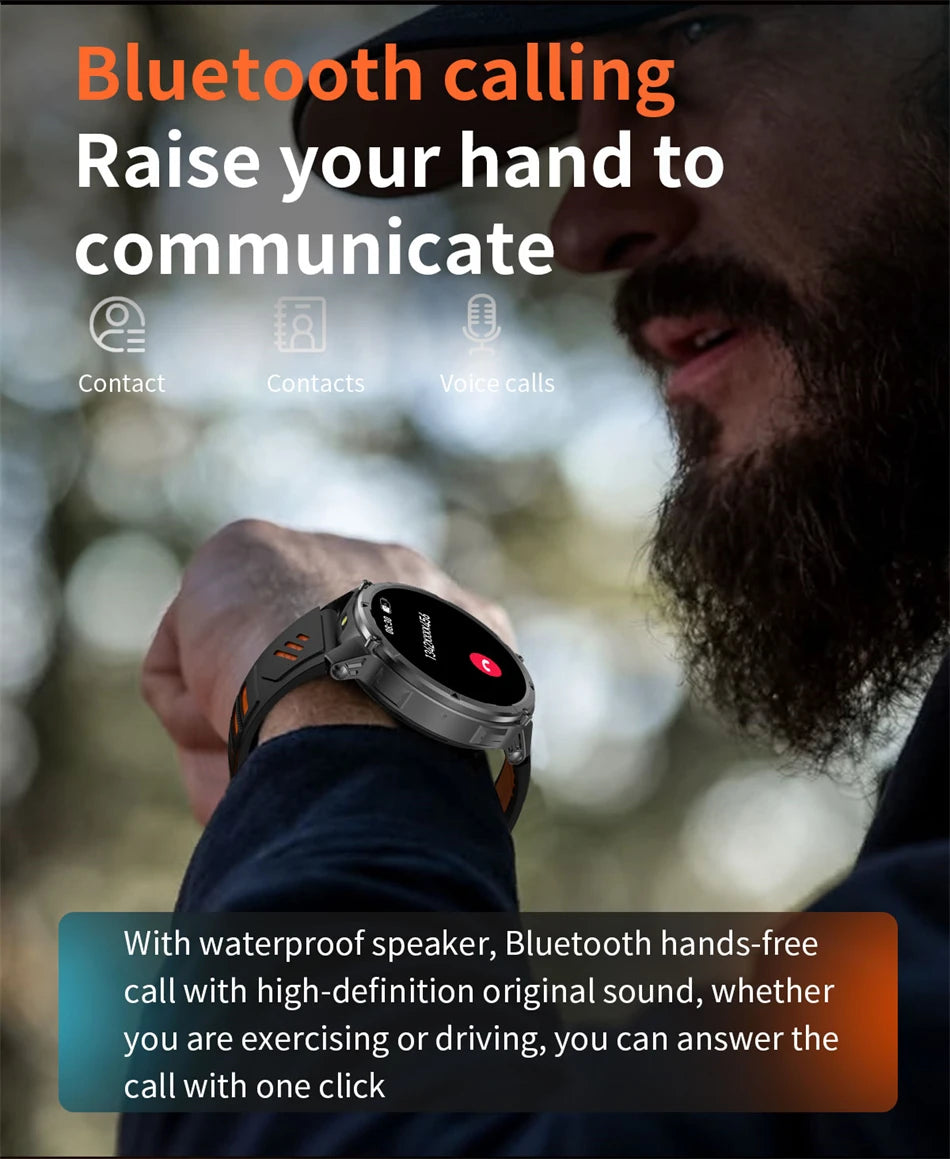 Outdoor Bluetooth Anruf-Smartwatch mit Kompass & Taschenlampenfunktion