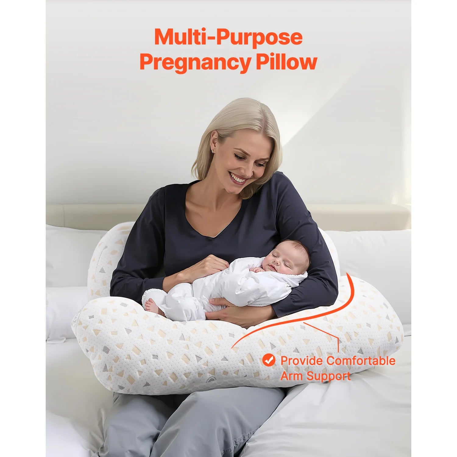 Adjustable Pregnancy Pillow with Washable Cover & Full Body Support