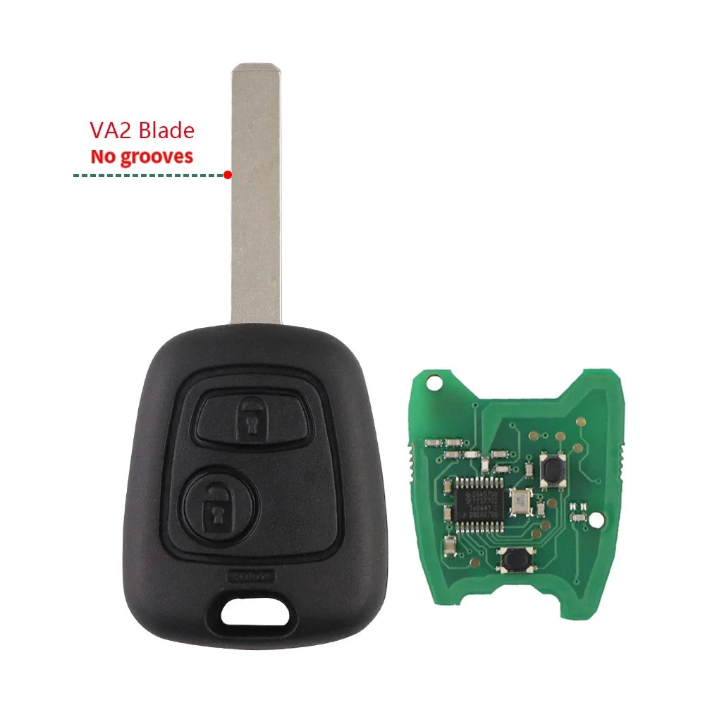 Per Toyota AYGO, Citroën C1 C2 C3, Peugeot 307 107 207 407 chiave auto remota HU83/VA2 lama, 2 pulsanti, senza logo, chip PCF7961
