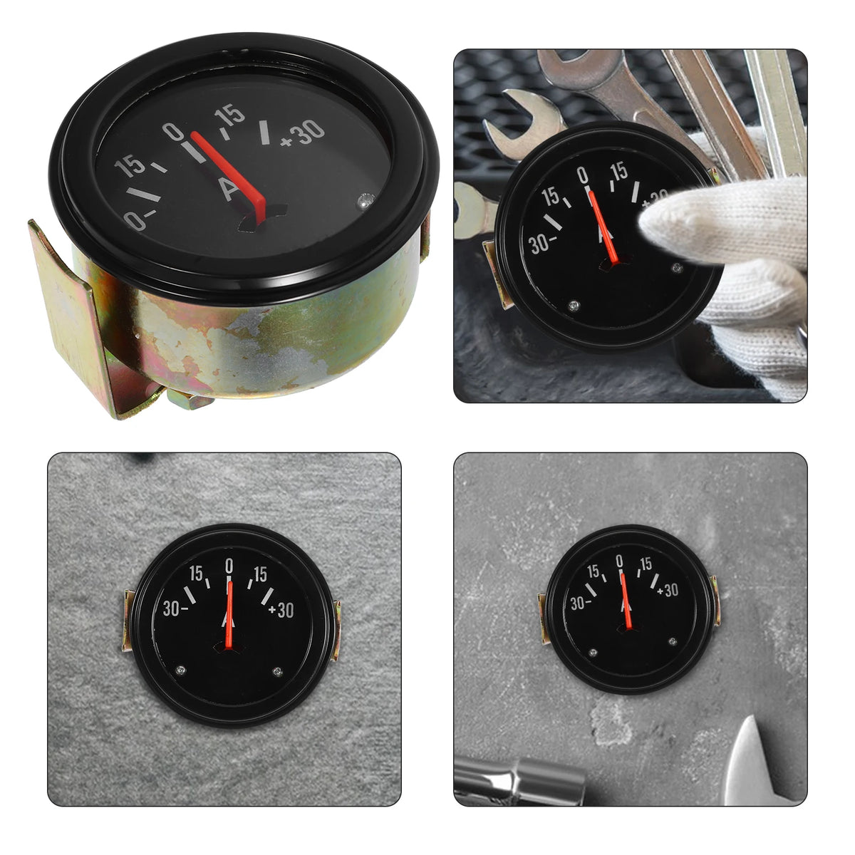 30A Analogue Ammeter Gauge 12V-24V for Cars, Trucks, Tractors