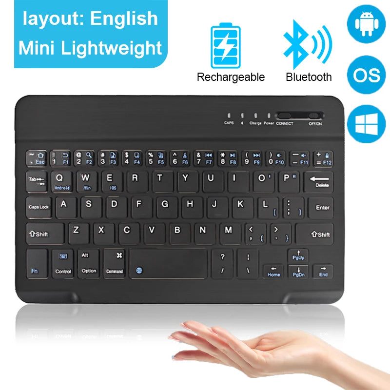 Compact Rechargeable Bluetooth Keyboard, English Layout
