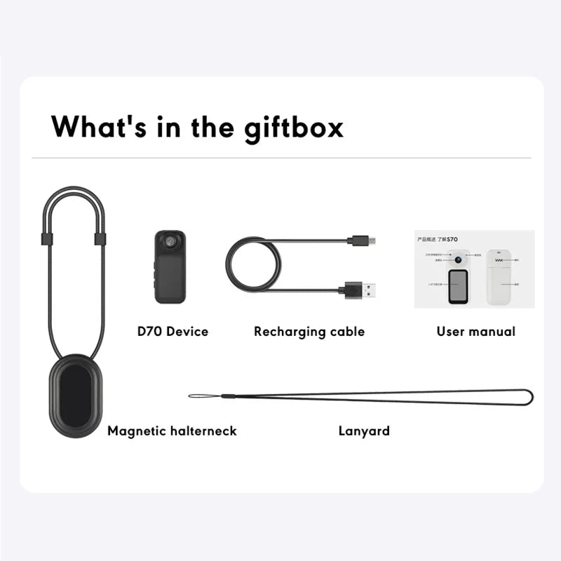 Xiaomi S70 Mini Recorder 2.7K Finger Action Camera Lightweight POV With Magnetic Belt 1.47 inch IPS Screen Bicycle Vlog Pet Cam 