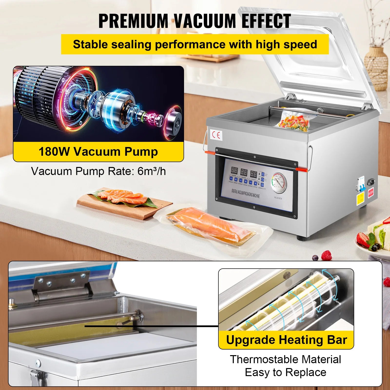 DZ-260C Chamber Vacuum Sealer 31cm Digital Food Packing Machine