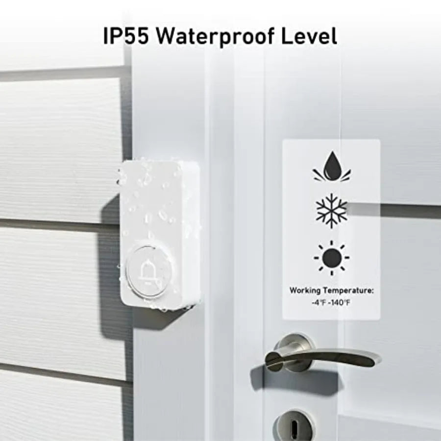 Wireless Doorbell with 2 Receivers, 1000ft Range, 32 Chimes