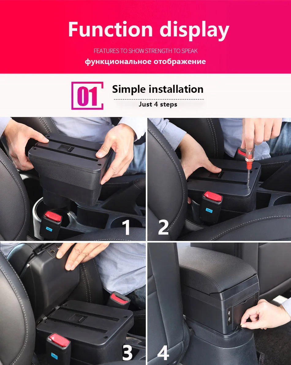 Кутия за подлакътник за Opel Corsa D, подлакътник и облегалка за Opel Corsa, кутия за съхранение на интериорни части, ретро фитинг части, автомобилни аксесоари.
