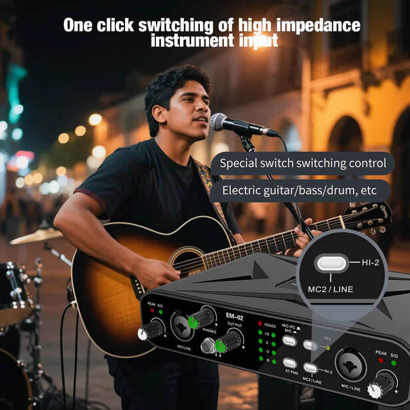 EM-02 USB Audio Interface met Microfoonvoorversterker