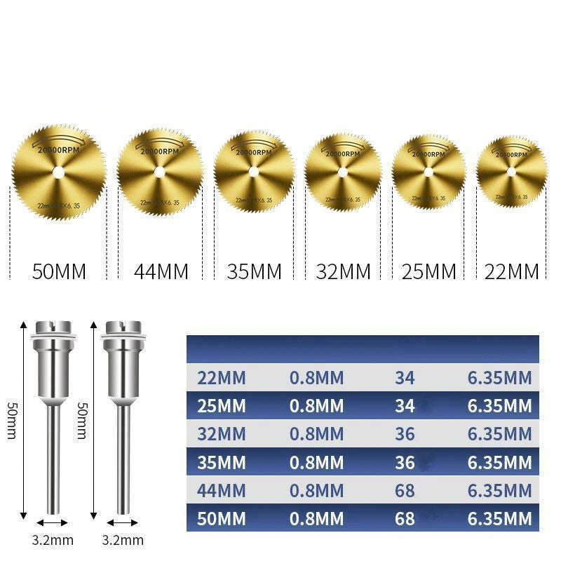 Mini HSS Metal Cutter Circular Saw Disc Wheel Blade Woodworking Durable Precision Cut Mandrel Mini Rotary Tool Accssory Set