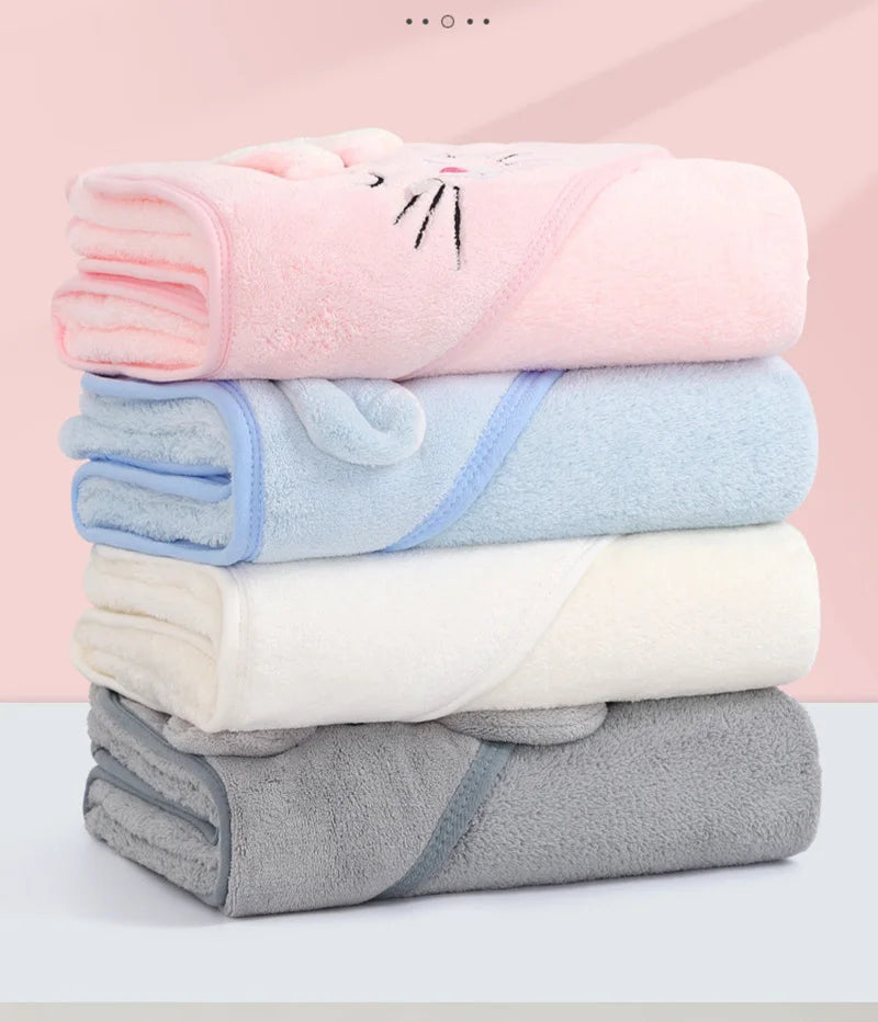 Soft Cartoon Animal Baby Hooded Towel