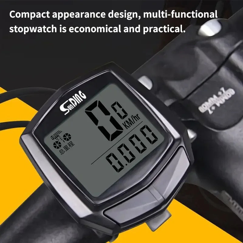 Bicycle Cycling Computer LCD Display Wired Odometer 15 Kinds of Functions Accurate Recording Auto Sleep Replaceable Battery 