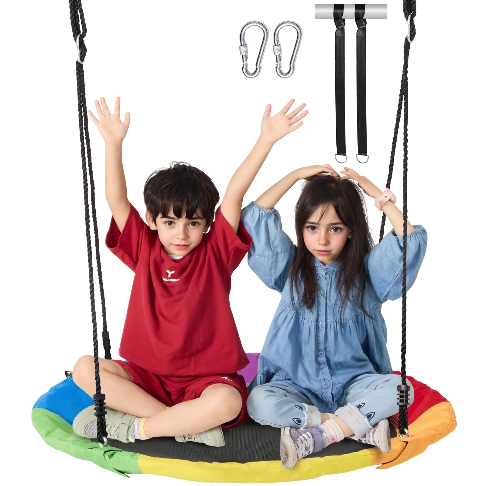 40" Tree Swing Saucer Seat 750lbs with Straps & Adjustable Ropes