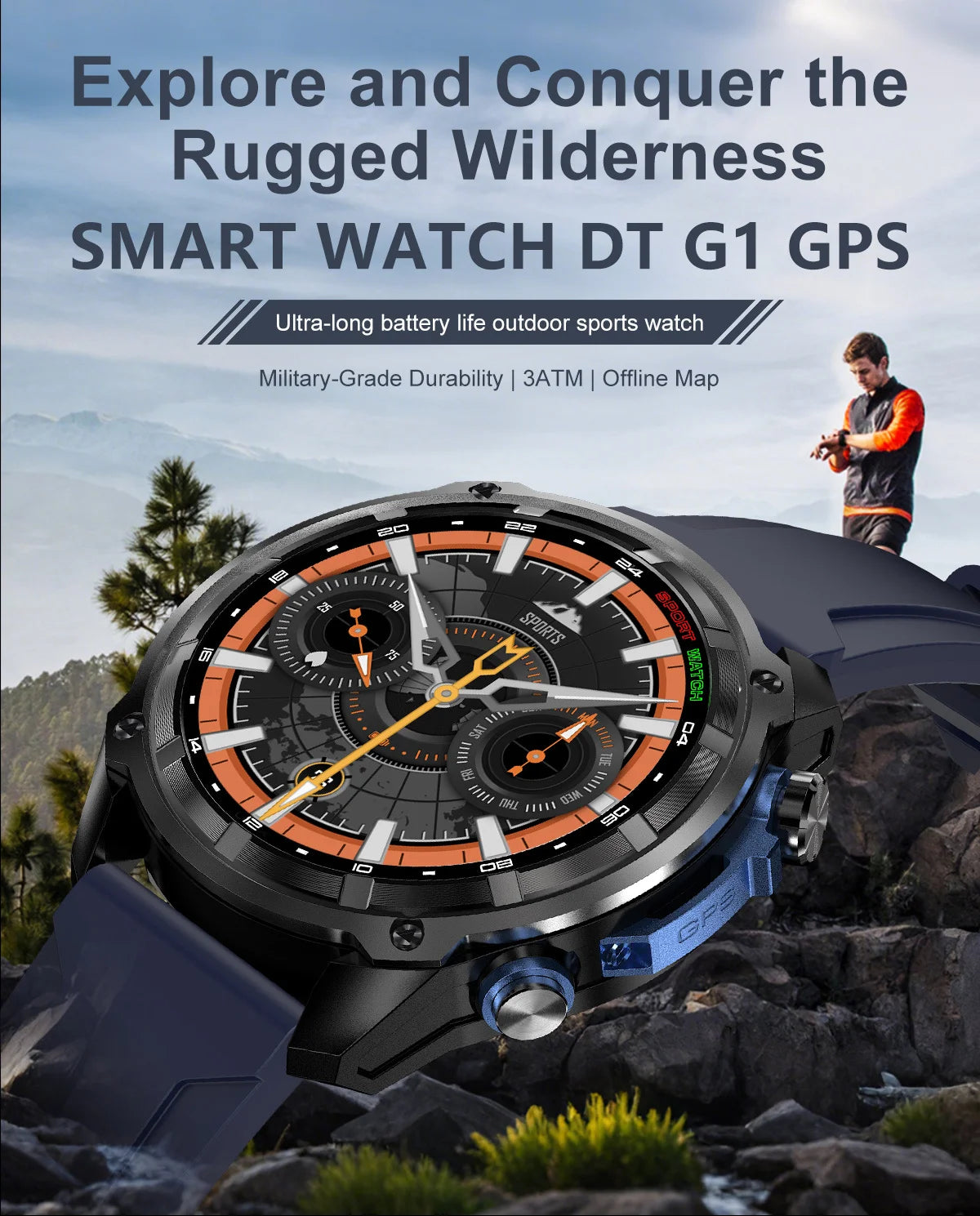 Smartwatch GPS con mappe offline, display AMOLED e memoria da 4GB
