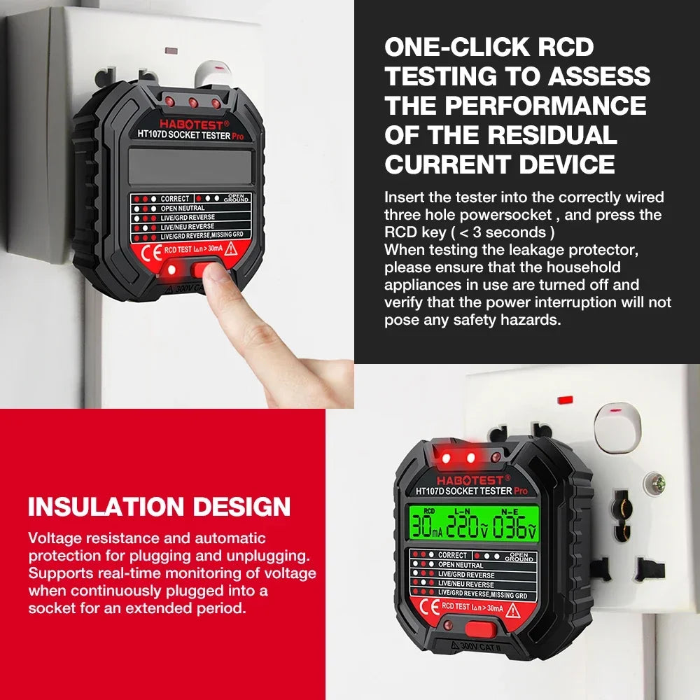Socket Wiring Tester with Plug and Model Options