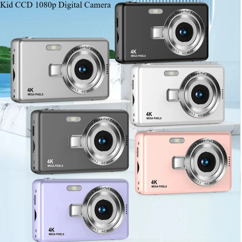 Kid CCD 1080P Digital Camera 96MP Autofocus Vlogging Camera 16X Zoom Video Camcorder 2.4 Inch IPS Screen for Adult Photography