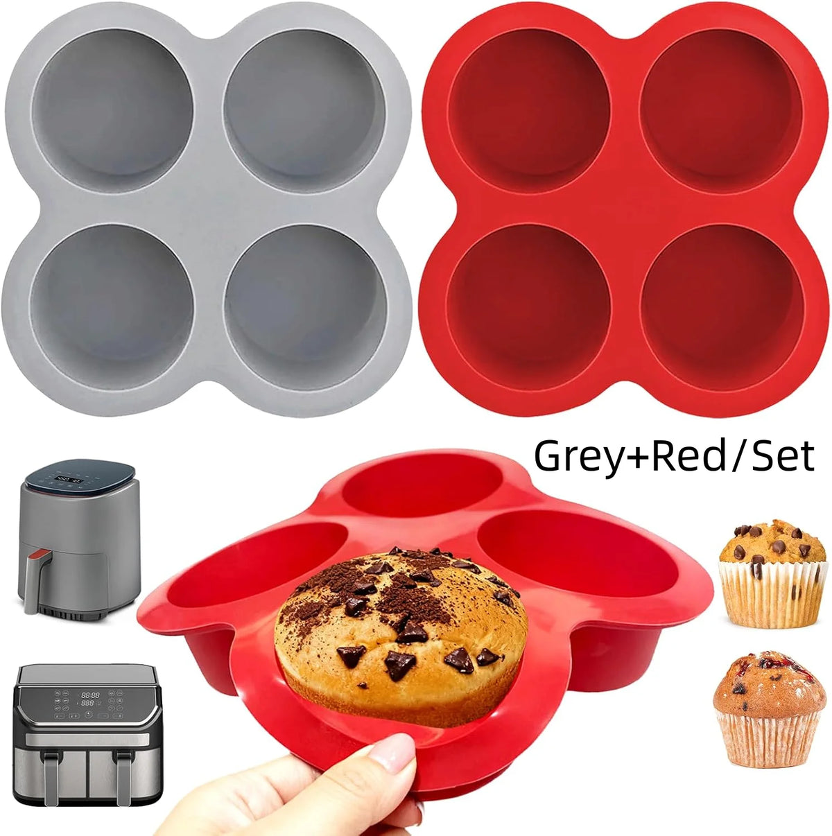 Fire-kop silicone æggeform og mini muffinform