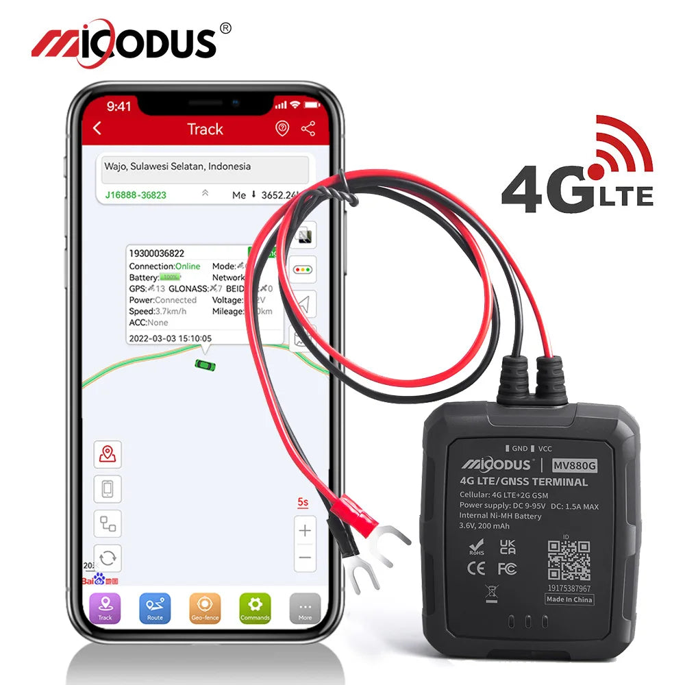 IP67 vodeodolný GPS tracker do auta 4G plug-and-play proti krádeži real-time poloha mini gps sledovacie zariadenie MiCODUS MV880G