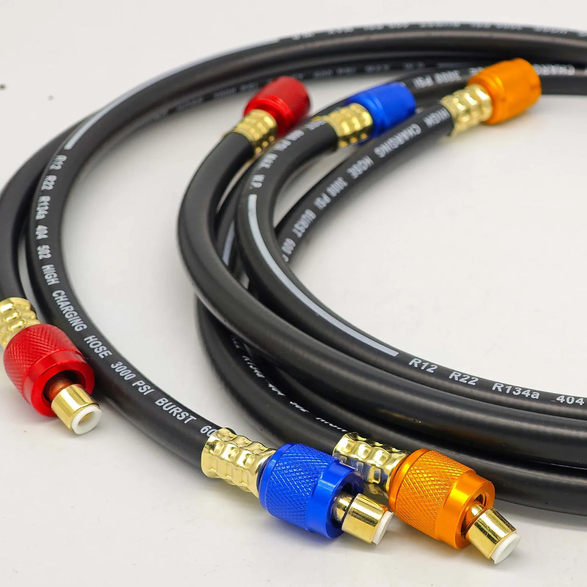 3 pièces Flexible de recharge R134a pour réfrigération AC, pression de travail 600-3000 PSI, compatible HVAC, manomètre de manifold et réfrigérant