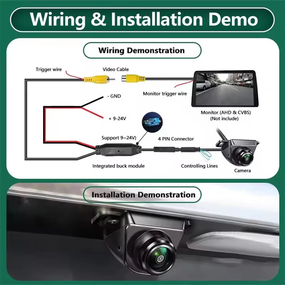 Car Rear View Camera 1080P AHD/CVBS 170° Wide Angle Night Vision