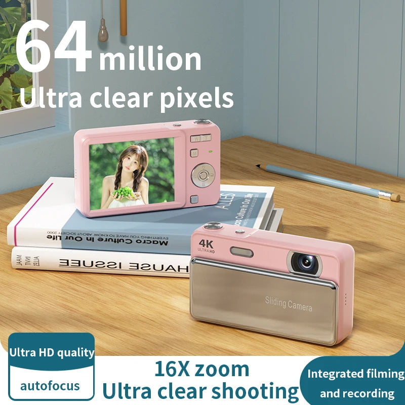 New Sliding Digital Camera CCD Campus 4K High-Definition Camera for Taking Photos and Recording Integrated Student Card Machine