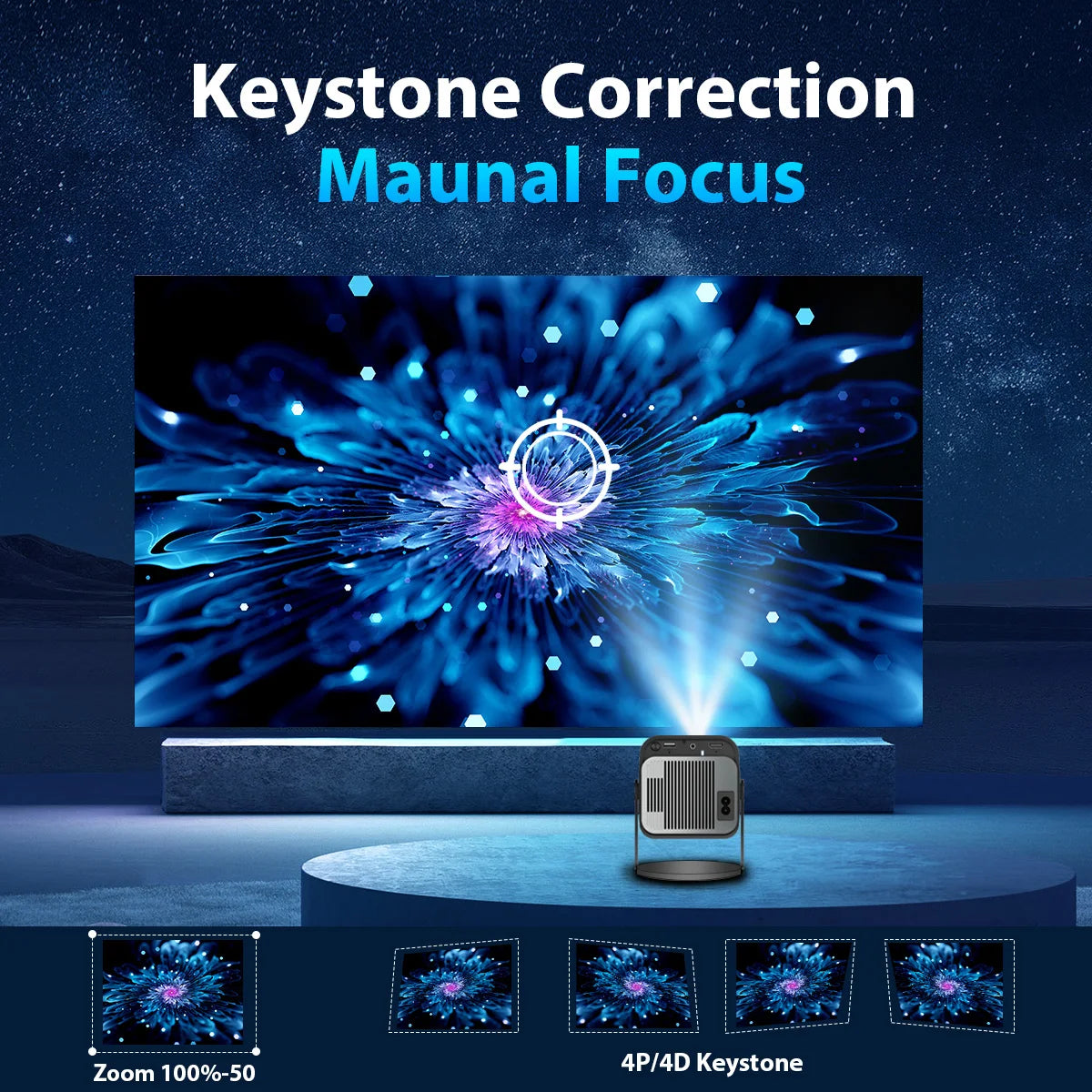 HY320 Mini Portable Projector with WiFi6 and Bluetooth