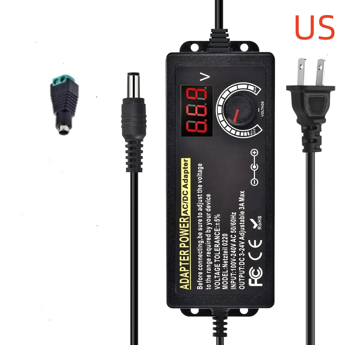 Adjustable DC Power Adapter - 3-24 V