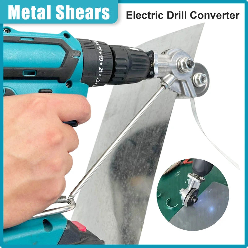Drill-Powered Sheet Metal Cutter Attachment