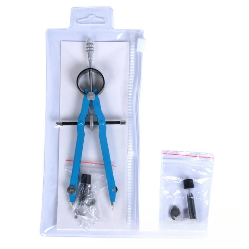 Metal Drawing Compass with Adjustment Wheel & Spare Leads