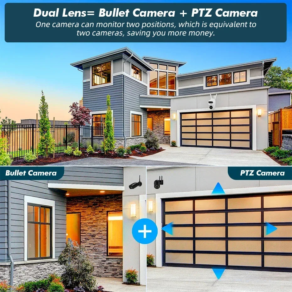 5K Dual Lens Outdoor PTZ Security Camera with WiFi & Night Vision
