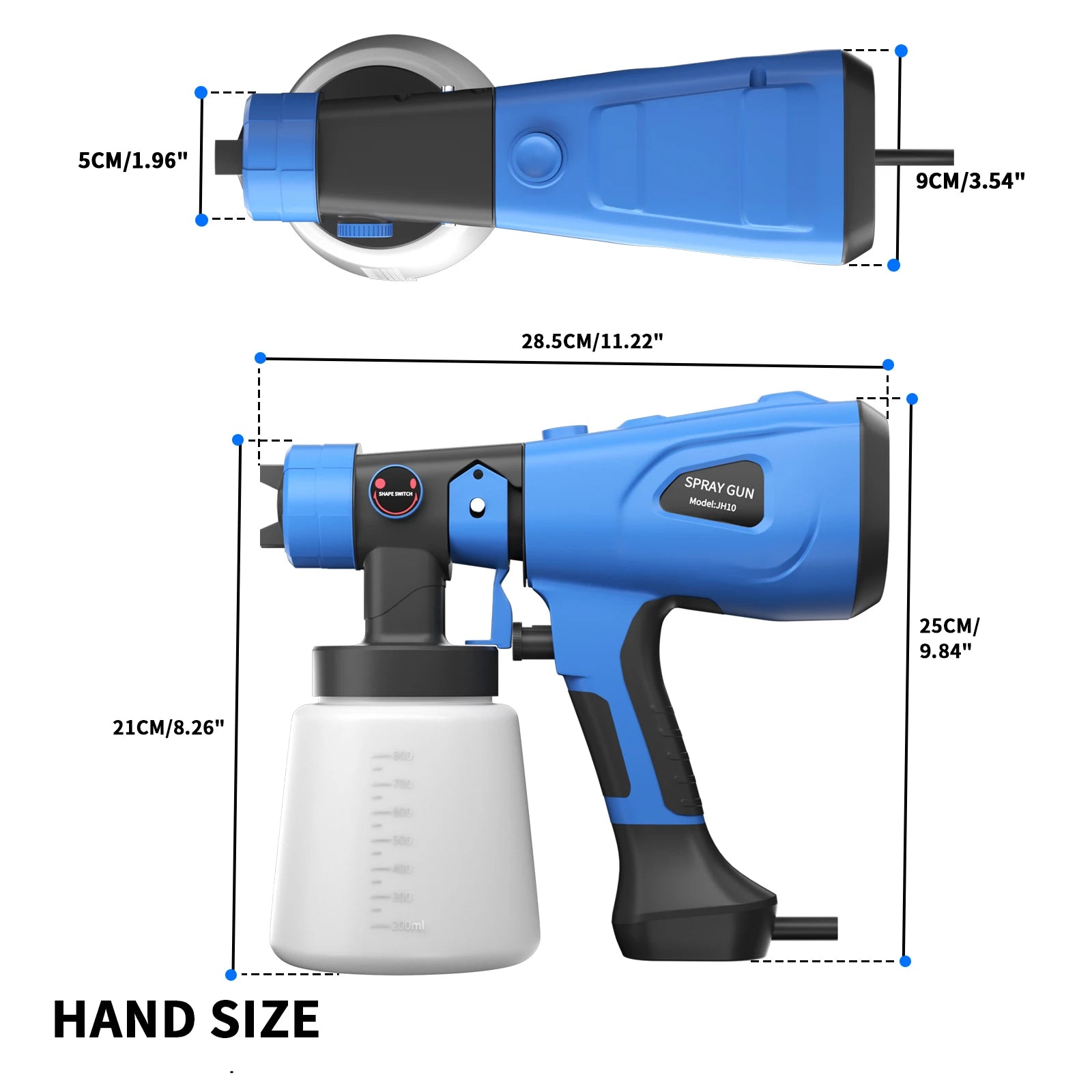 Pistolet à peinture électrique DayPlus avec 3 modes de pulvérisation et réservoir de 1000 ml